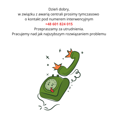 Dzień dobry, W związku z awarią lini telefonicznej stacjonarnej-2